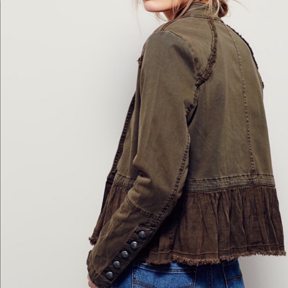 🖤 Free People Ruffled Peplum Military Jacket - Picture 2 of 13